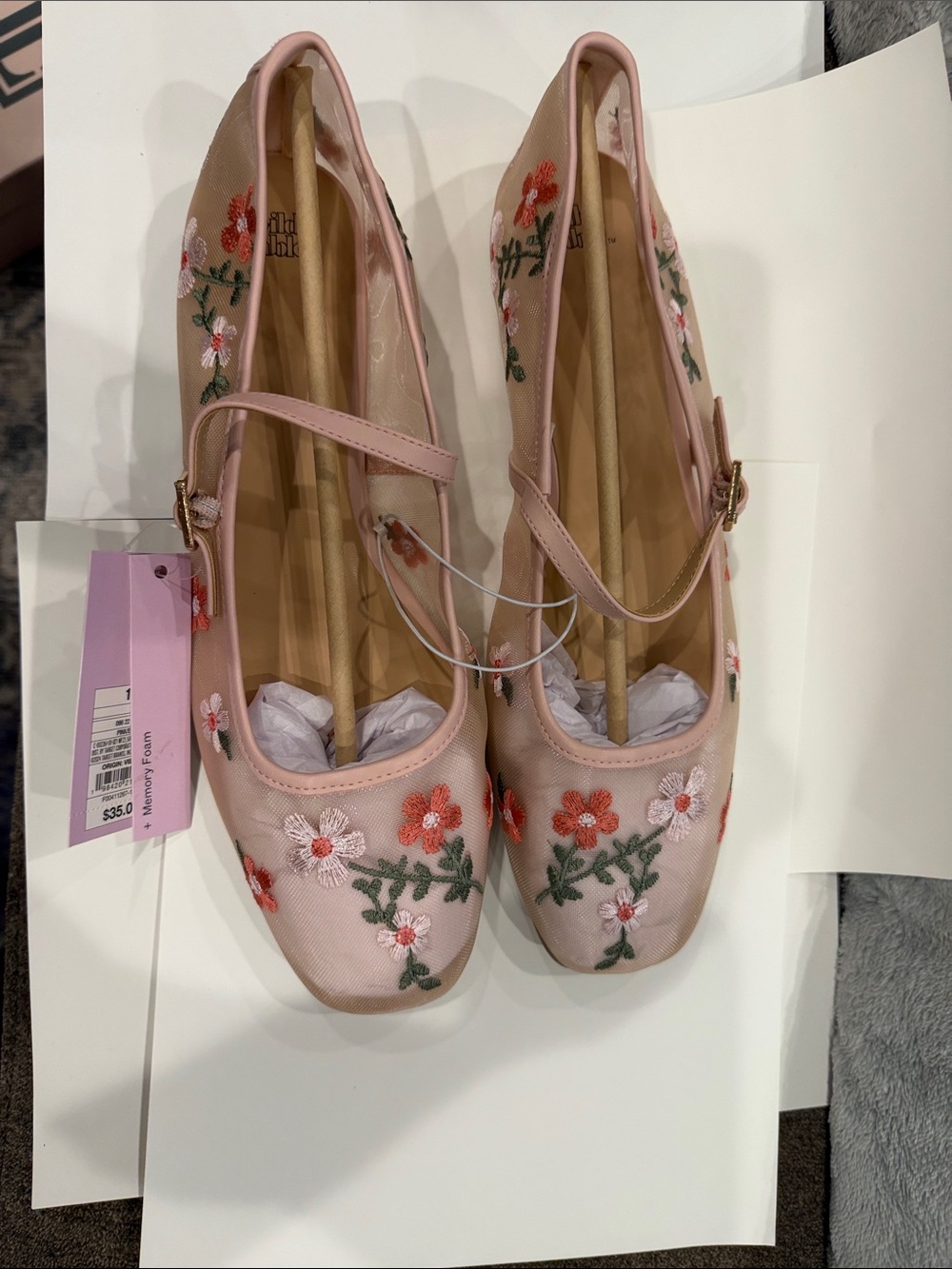 Wild Fable Elsa Embellished Pink Floral Mary Jane Flats size 10 NIB